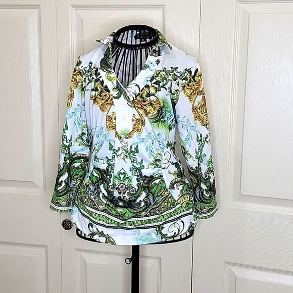 BOHO CHIC Ruched Blouse Size Medium - Picture 7 of 7